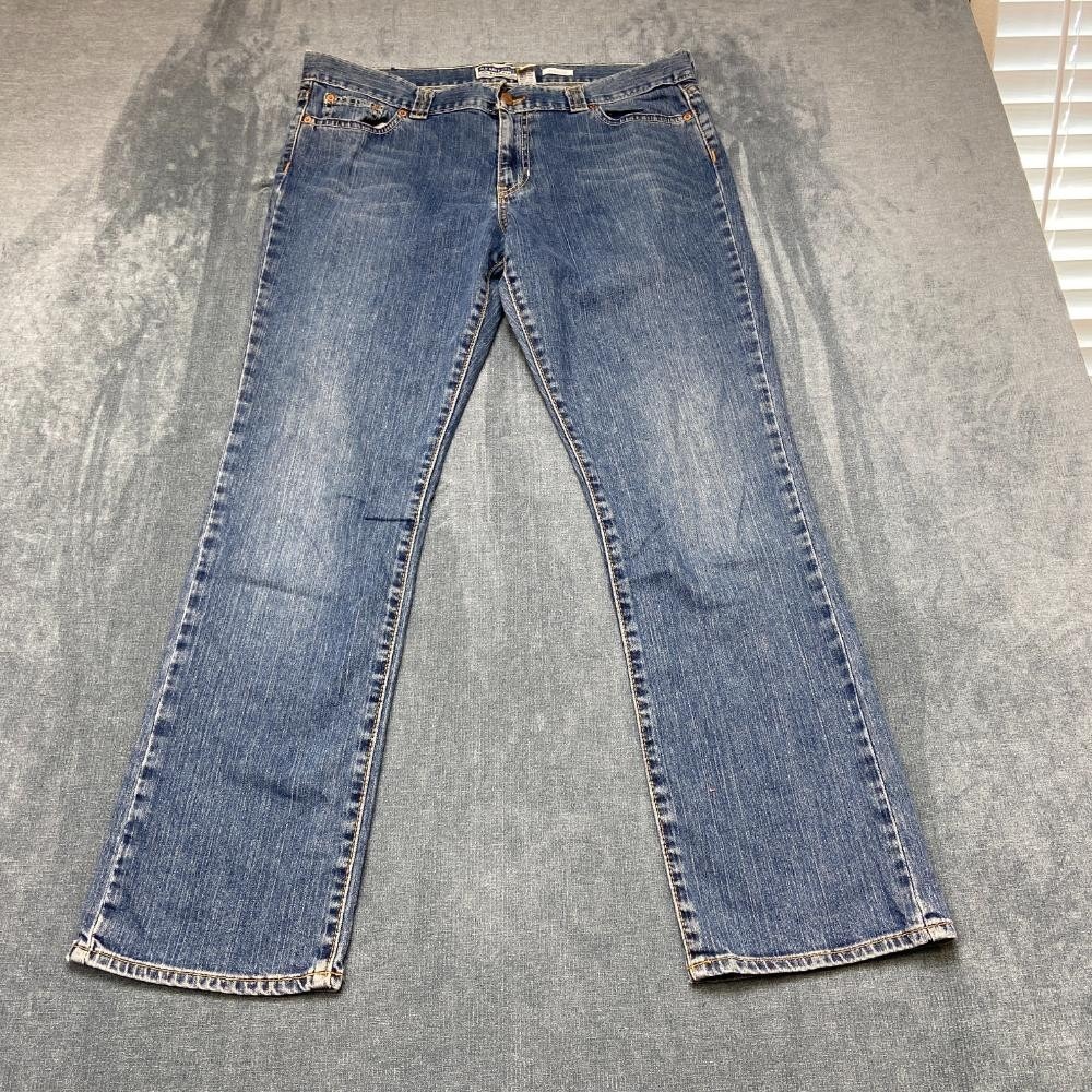 Old Navy Jeans Womens 14 35x30 Blue Denim Cotton Stretch Mid Rise Straight Leg